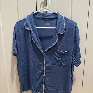 Aerie Blue Pajama Shirt with White Trim
